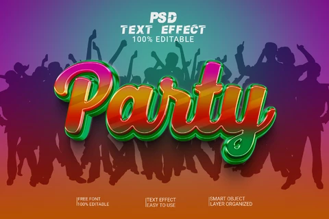 PSD Effetto testo 3d lucido reggae party