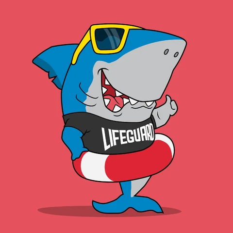 EPS,JPG Cartoon Style Shark Lifeguard Illustration