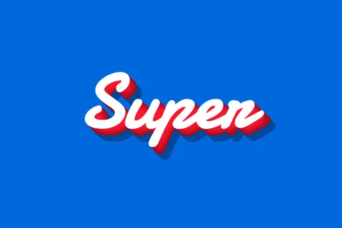 AI,EPS Superhero 3D Text On Blue Background