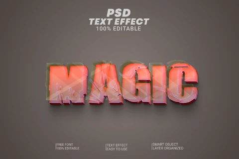 PSD Bloques de vidrio mágico 3d efecto de texto