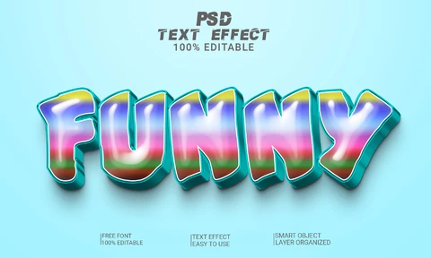 PSD Efeito de estilo de fonte 3d com cores engraçadas