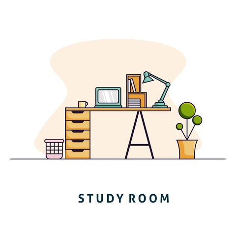 EPS,JPG Ilustração de sala de estudos minimalista