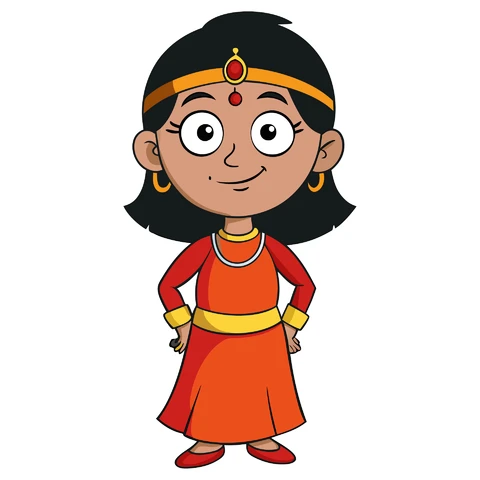 AI,JPG Cartoon Character with Traditional Attire