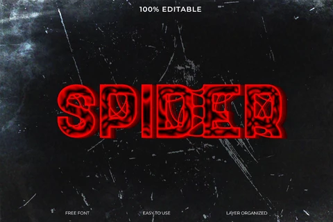 PSD Efecto de texto con estilo de fuente araña