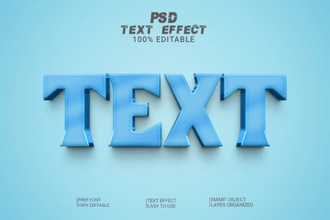PSD Blue 3D Text Font Style Effect