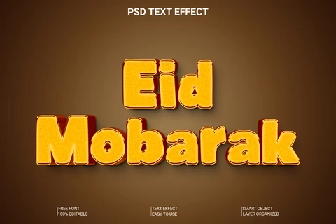 PSD Eid mobarak 3d estilo de fuente efecto