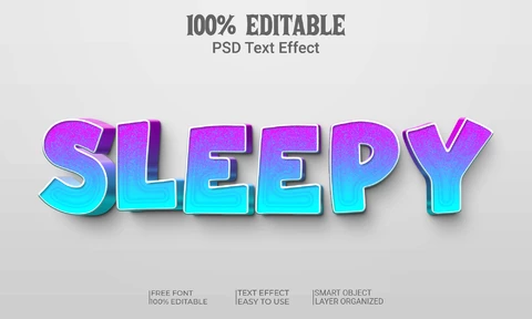PSD Sleepy Dreamy Colors 3D Text Effect