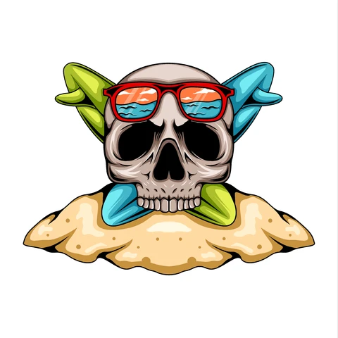 EPS,JPG Ilustracja czaszki surfera w stylu vintage