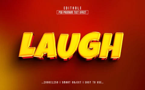 PSD Laugh Metallic Edges 3D Text Effect