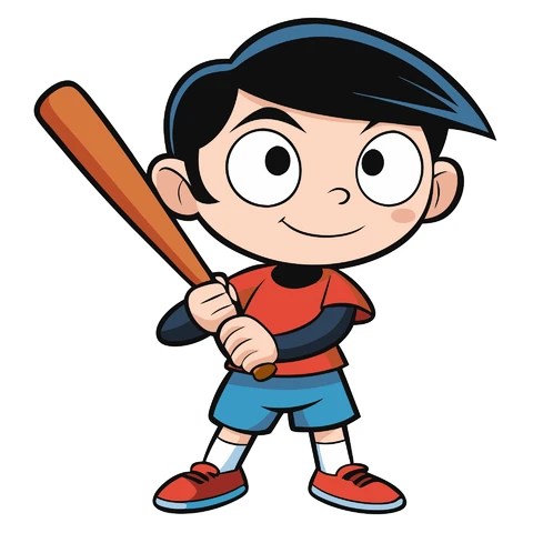 AI,JPG Cartoon Character with Baseball Bat