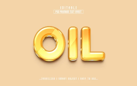 PSD Oil Golden Shiny 3D Text Effect