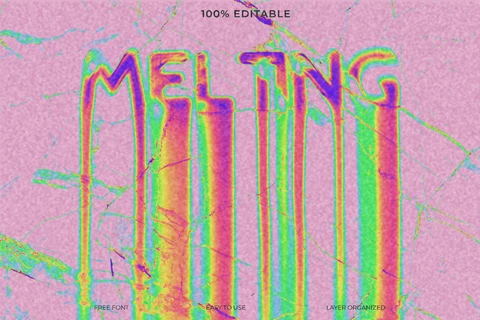 PSD Melting Rainbow Leaking Font Style Text Effect