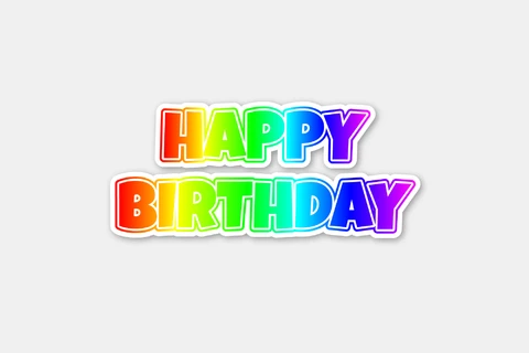 AI,EPS Texte d'anniversaire arc-en-ciel multicolore
