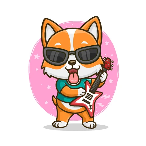 EPS,JPG Cartoon Style Rockstar Dog Illustration