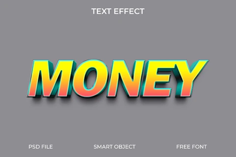 PSD Retro Neon Money Text Style