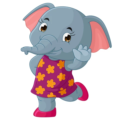 EPS,JPG Cartoon Style Cute Elephant Illustration