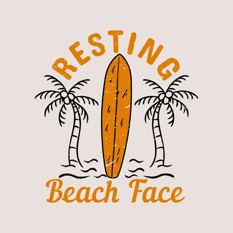 EPS, JPG Ilustracja przedstawiająca plażę w stylu retro