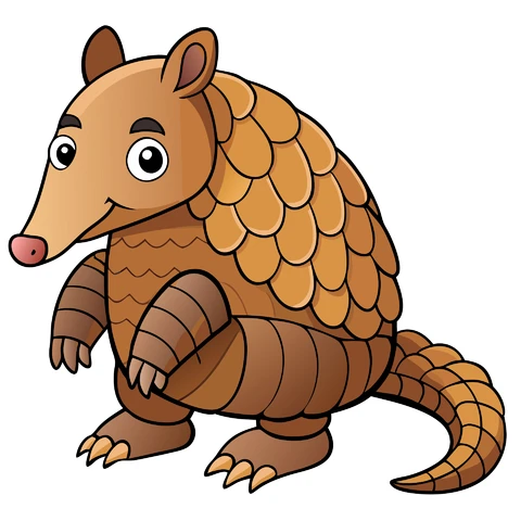 AI,JPG Cartoon Style Cute Armadillo Illustration