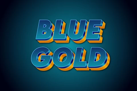 AI,EPS Effetto testo oro metallizzato blu