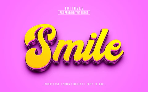 PSD Efeito de estilo de texto de sorriso