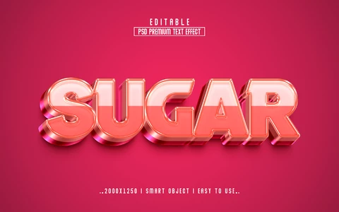 PSD Efeito de texto 3d rosa cristal de açúcar