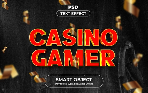 PSD Effet de texte pour les joueurs de casino