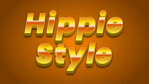AI,EPS Efecto de texto Hippie 3d