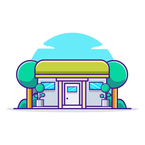 EPS,JPG Ilustração de fachada de loja com design plano