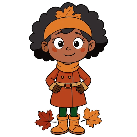 AI,JPG Autumn-Themed Cartoon Character Illustration