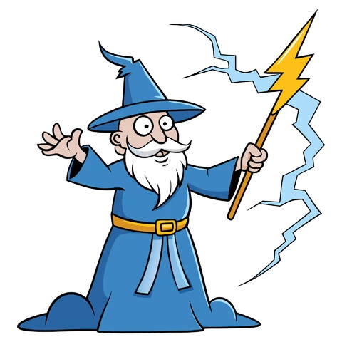 AI,JPG Ilustración de personaje de mago de dibujos animados