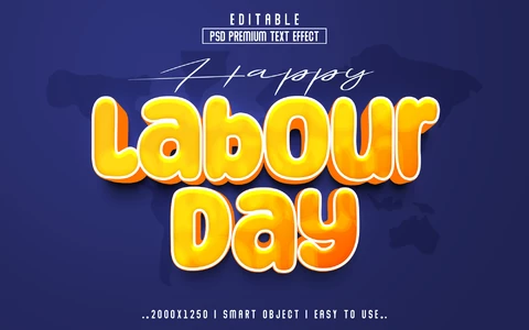 PSD Efeito de estilo de texto feliz dia do trabalho