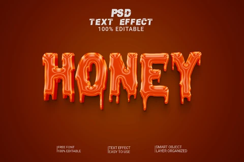 PSD Dripping Honey Orange Glossy 3D Text Effect