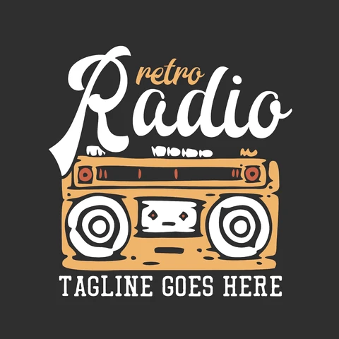 EPS,JPG Retro Radio Illustration with Handwritten Style