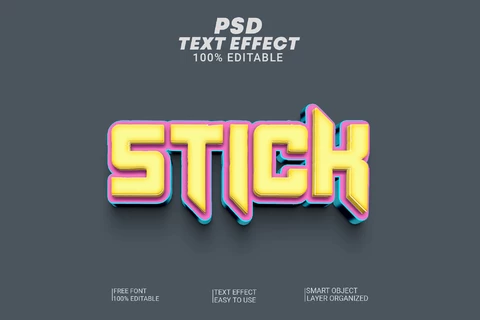 PSD Stick Doom Videogame Yellow 3D Text Effect