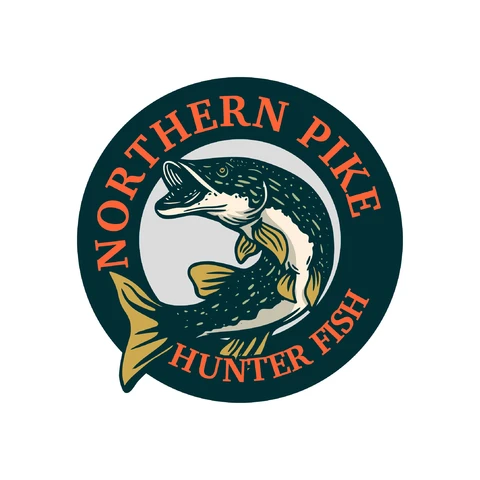 EPS,JPG Vintage Badge Style Northern Pike Design