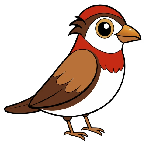 AI,JPG Cartoon Style Sparrow Illustration