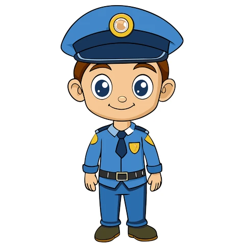 AI,JPG Cartoon Style Police Officer Character