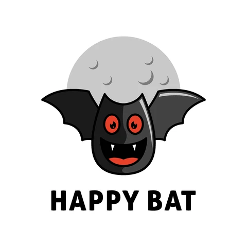 EPS,JPG Cartoon Style Happy Bat Illustration