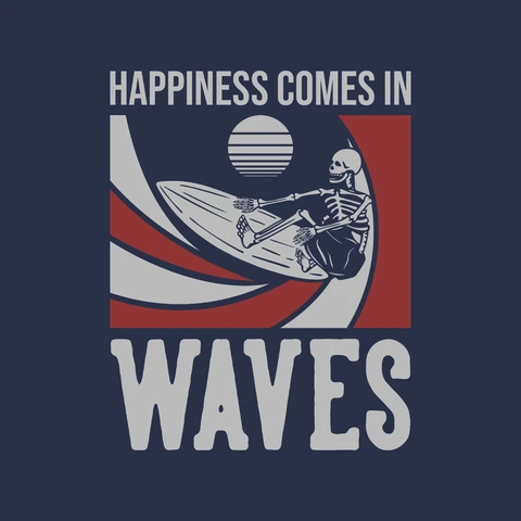 EPS,JPG Retro Surfing Skeleton Illustration