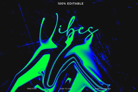 PSD Vibes Melted Green Acid Font Style Text Effect