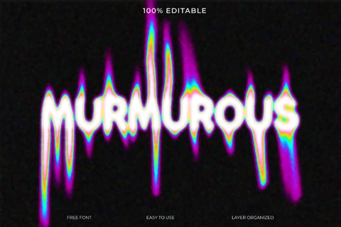 PSD Efecto de texto con estilo de fuente Murmurous