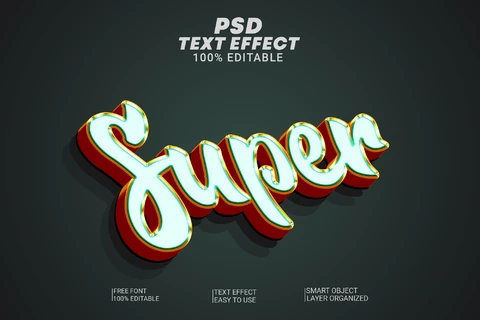 PSD Super Vintage Cursive Retro 3D Text Effect
