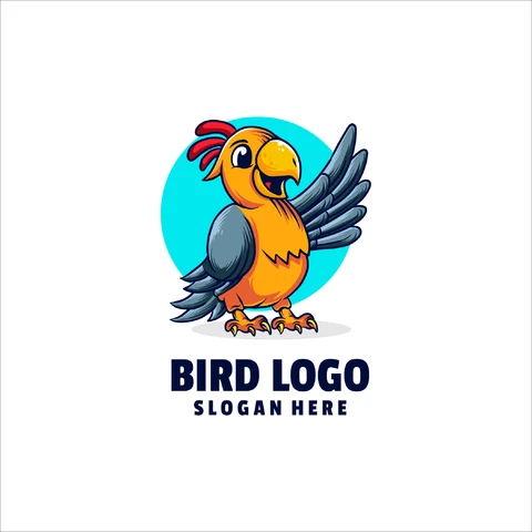 EPS,JPG Cartoon Bird Logo with Playful Colors