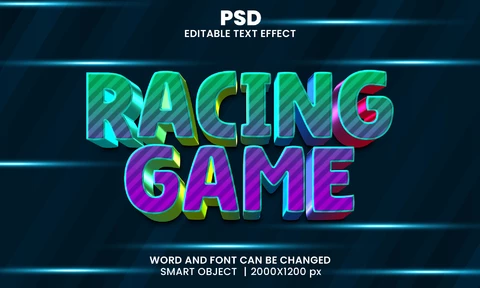 PSD Juego de carreras 3d efecto de texto