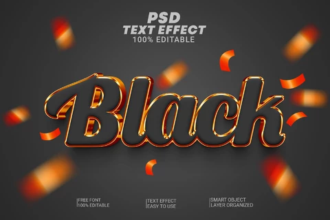 PSD Black Party Copper Edges 3D Text Effect