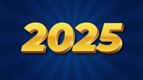 AI,EPS Feliz año nuevo 2025 efecto de texto 3d de oro