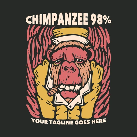 EPS,JPG Retro Comic Style Chimpanzee Illustration