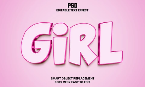 PSD Efeito de texto de menina