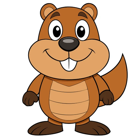 AI,JPG Personagem de castor feliz em estilo cartoon