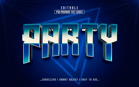 PSD Party Futuristic 3D Text Effect